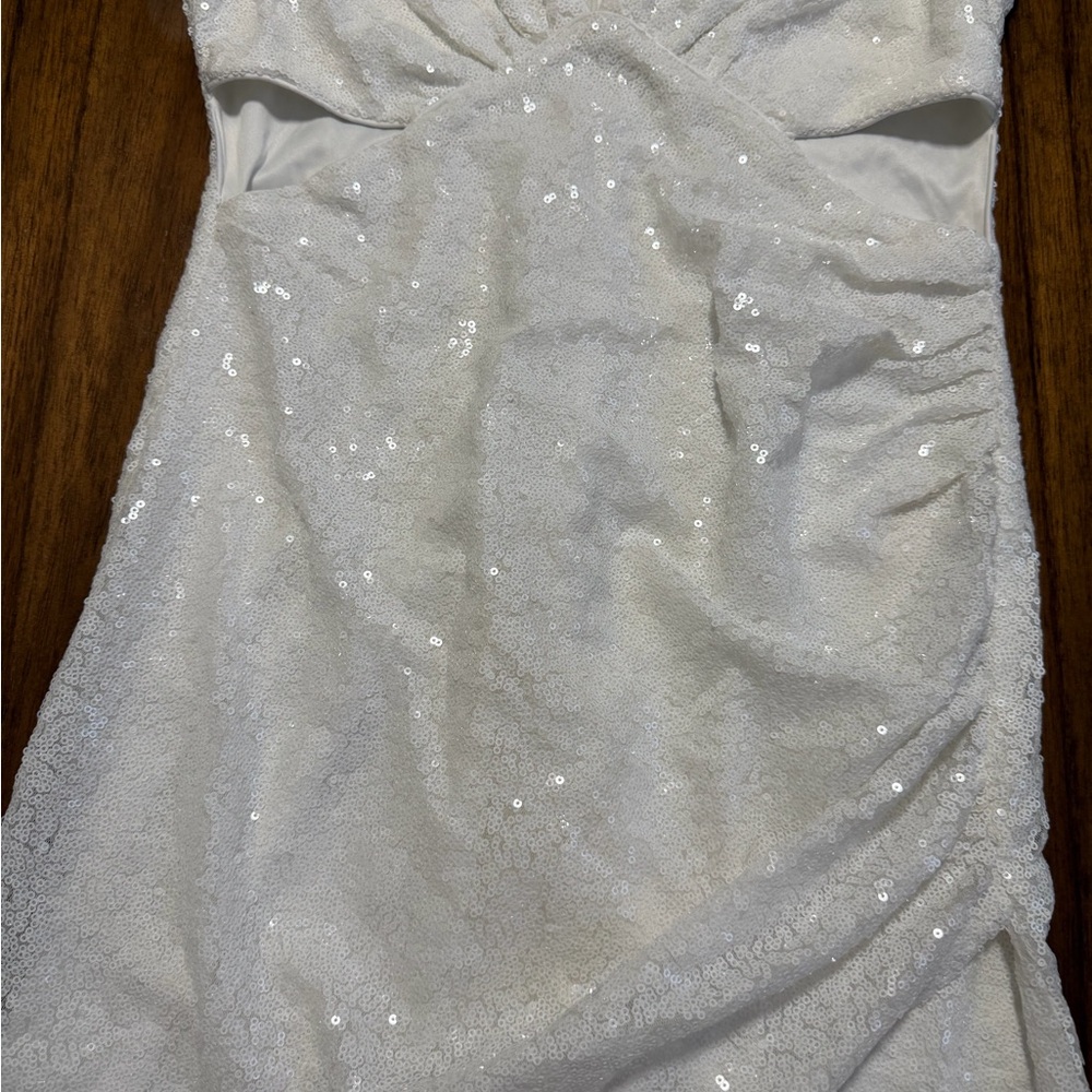 Lulu's White Sequin Mini Dress - Picture 2 of 8